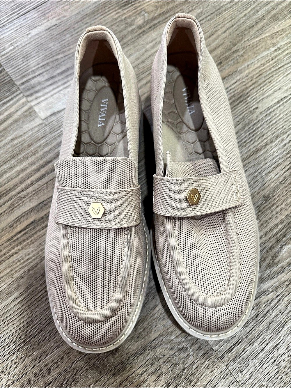 VIVAIA Francesca Round-Toe Platform Chunky Heel Loafers Beige EU 40